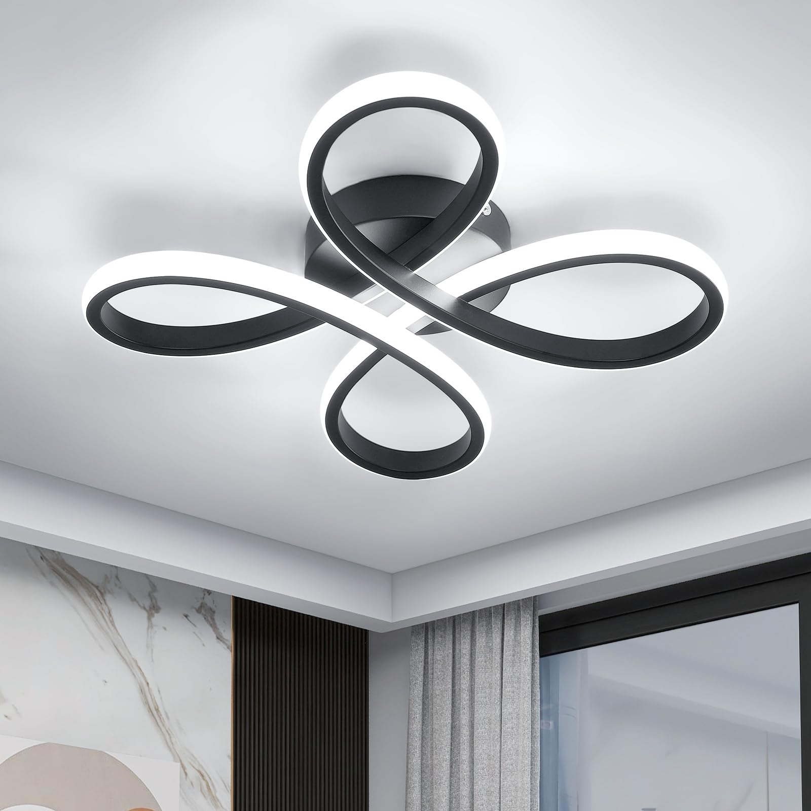 Dorlink LED Ceiling Light, Modern Flower Ceiling Lights Black ...