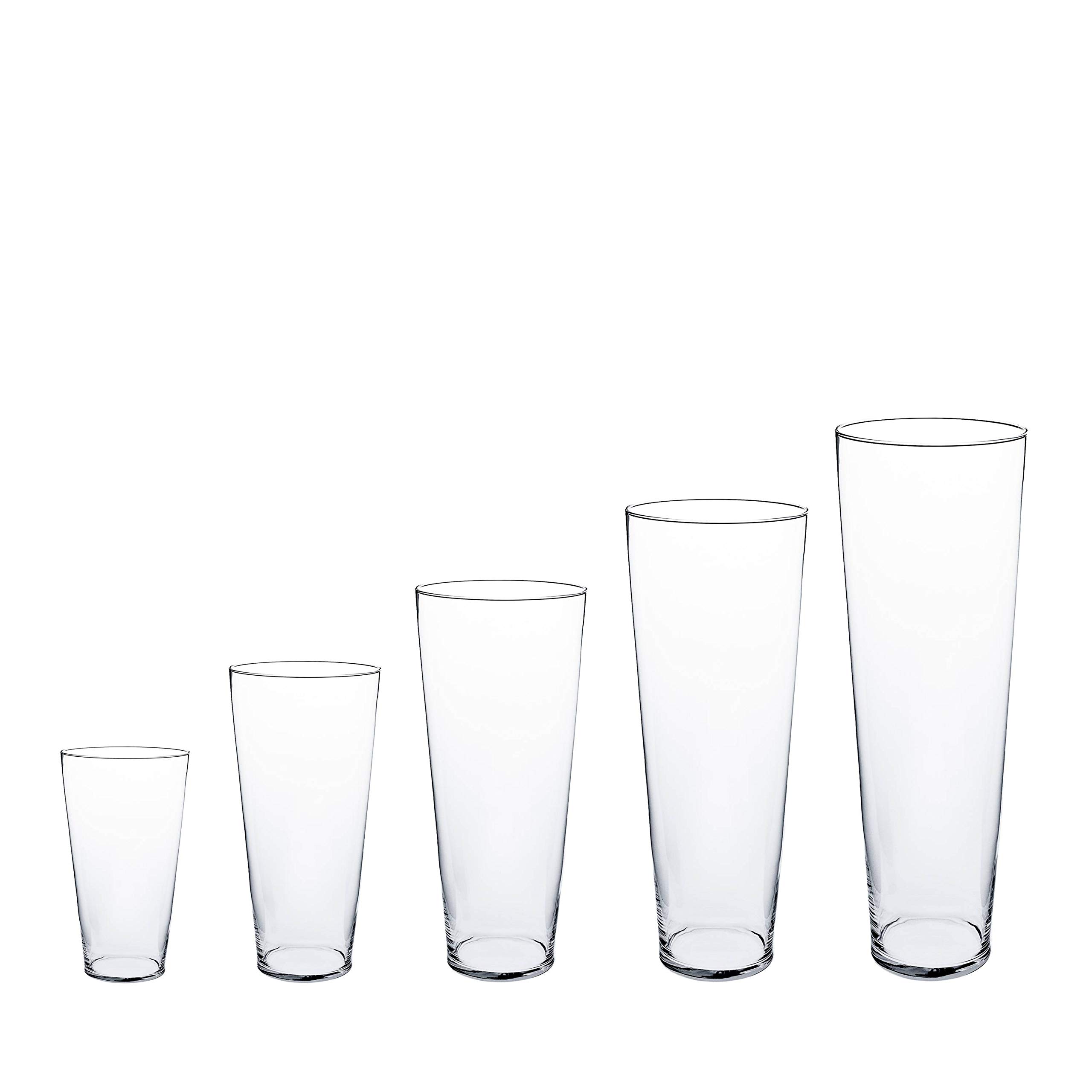 INNA-Glas Vaso Conico In Vetro Yule, Trasparente, 17x13x13 Cm – Vaso Decorativo Da Tavolo In Vetro Spesso 5 Mm, Made In UE