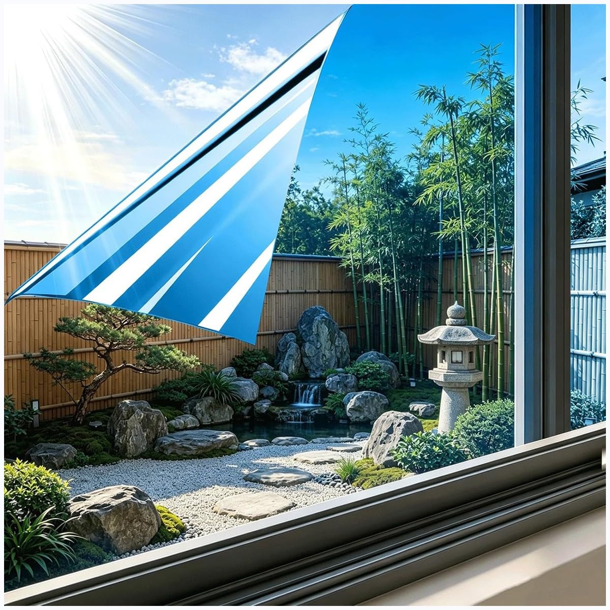 Bananaww Window Privacy Film Static Cling Reflective Glass Film for Home Office Bathroom, Daytime Privacy Window Tint Film, Anti Glare Heat Control UV Protection Film, 6 Colour Options
