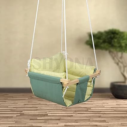 Shyona Swing for Kids | Jhula for Kids/Baby | Baby Swing Hanging Indoor Outdoor | Baby Garden Swing with 2 Pillows (6 Months to 4 Years, Up to 20 Kg, G Yellow)