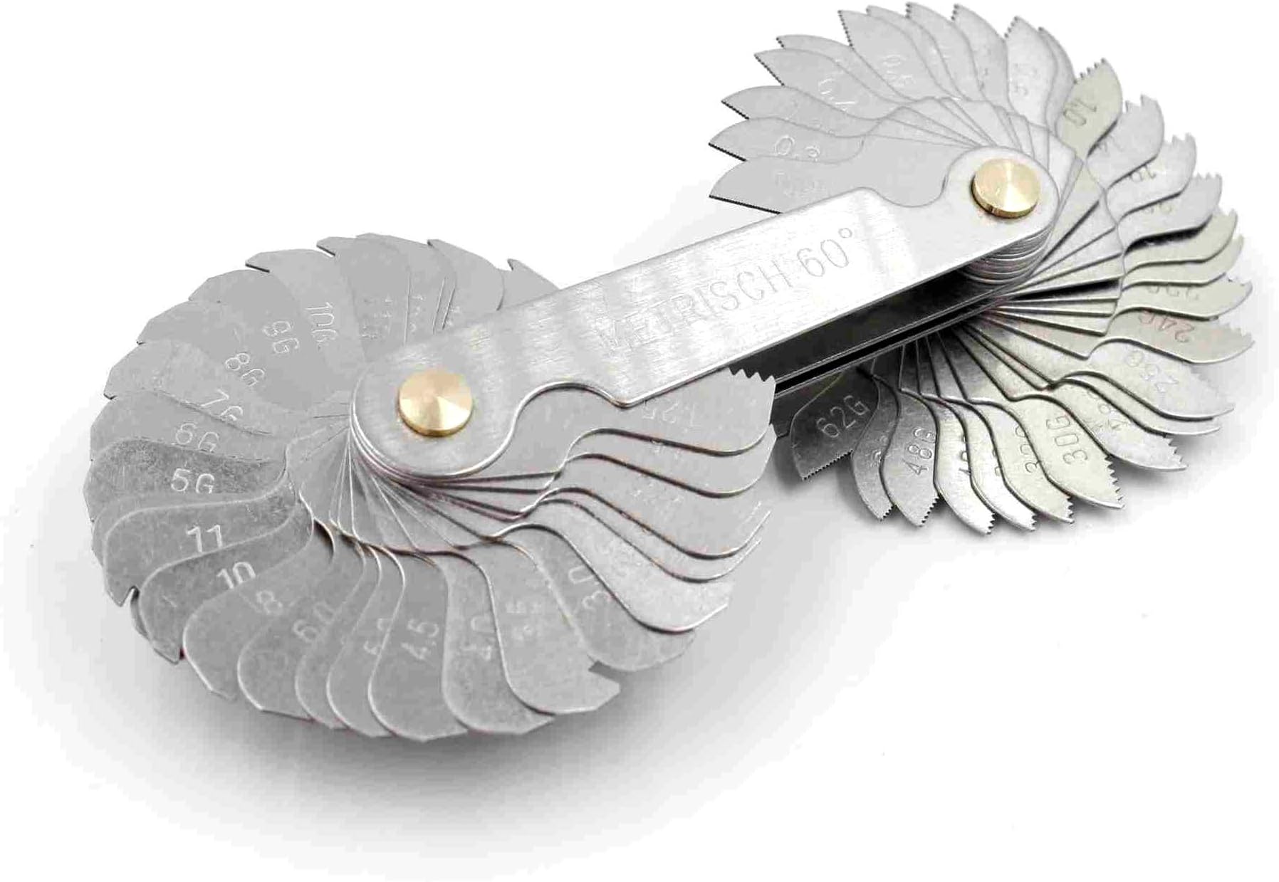 Screw Thread Pitch Gage US System Metric 60 Whitworth 55 Degree Thread Pitch Measuring Gauge Stainless Steel 58pcs