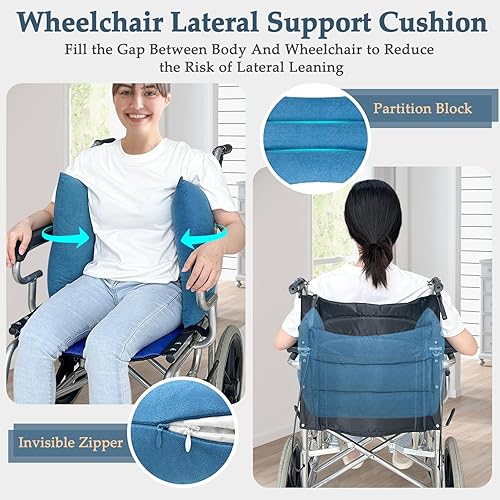 Miniatura 3 de Cojín para silla de ruedas para aliviar la presión, soporte lateral para personas mayores en silla de ruedas, cojín de apoyo para mejorar la postura