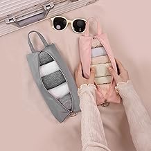 Travel Underwear Organize Storage Bag, Multi-function Cosmetic Bag, Portable Zipper Toiletry Bag, Cube Socks Packing Bags for Man and Women, Pink+Grey