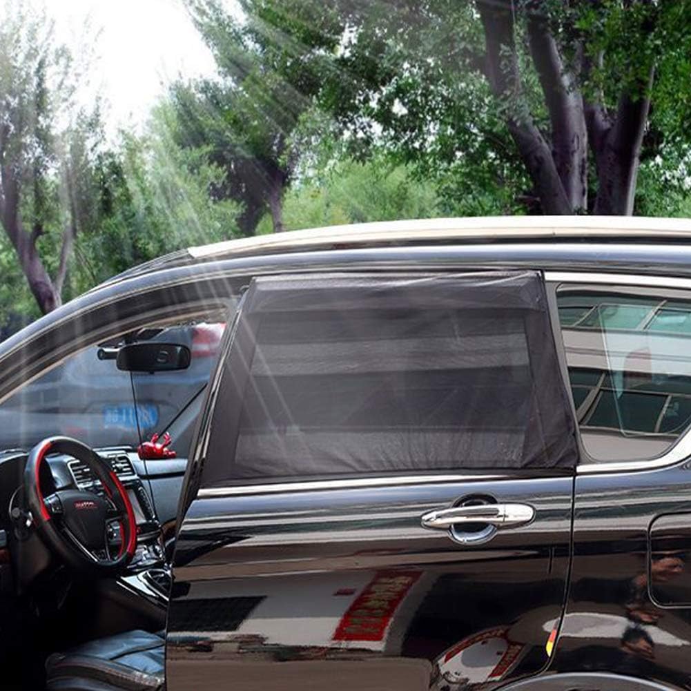 Emoly 2 Pack Car Side Window Sun Shade, Universal Car Rear Side Window Baby Kid Pet Breathable Sun Shade Mesh Backseat Fits Most Cars/SUVs