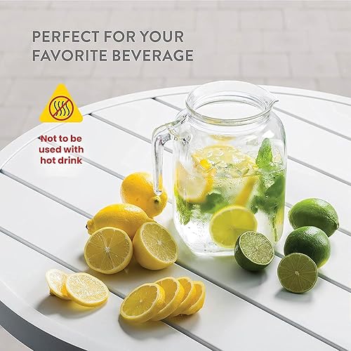 Miniatura 6 de Bormioli Rocco Jarra de vidrio con sello hermético con tapa y boquilla verde azulado, 67.75 onzas, ideal para jugo casero y té frío o para botellas