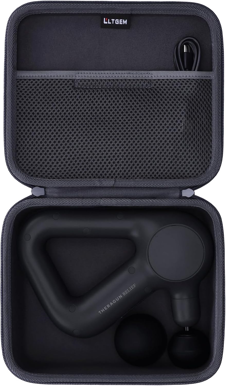 LTGEM Massage Case Compatible with TheraGun Relief Handheld Percussion Massage Gun/Neck/Back/Leg/Shoulder Massage Gun - Travel Protective Carrying Storage Bag, Oxford Dark Grey(Case Only)
