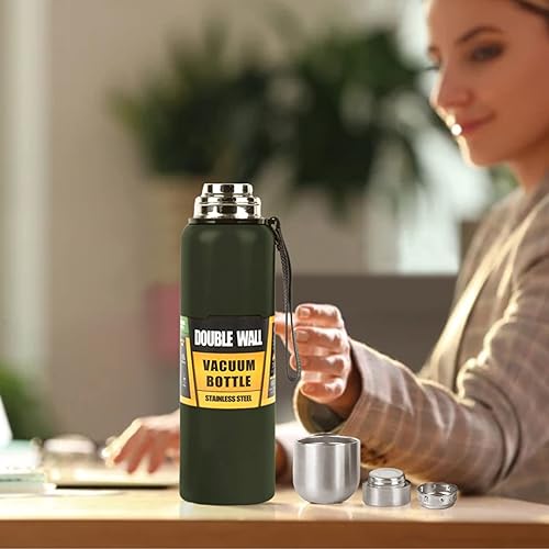 Miniatura 6 de Botella de agua termo con aislamiento al vacío de 50 onzas con boca ancha, sin BPA, de acero inoxidable 188 para bebidas frías y calientes (1.5