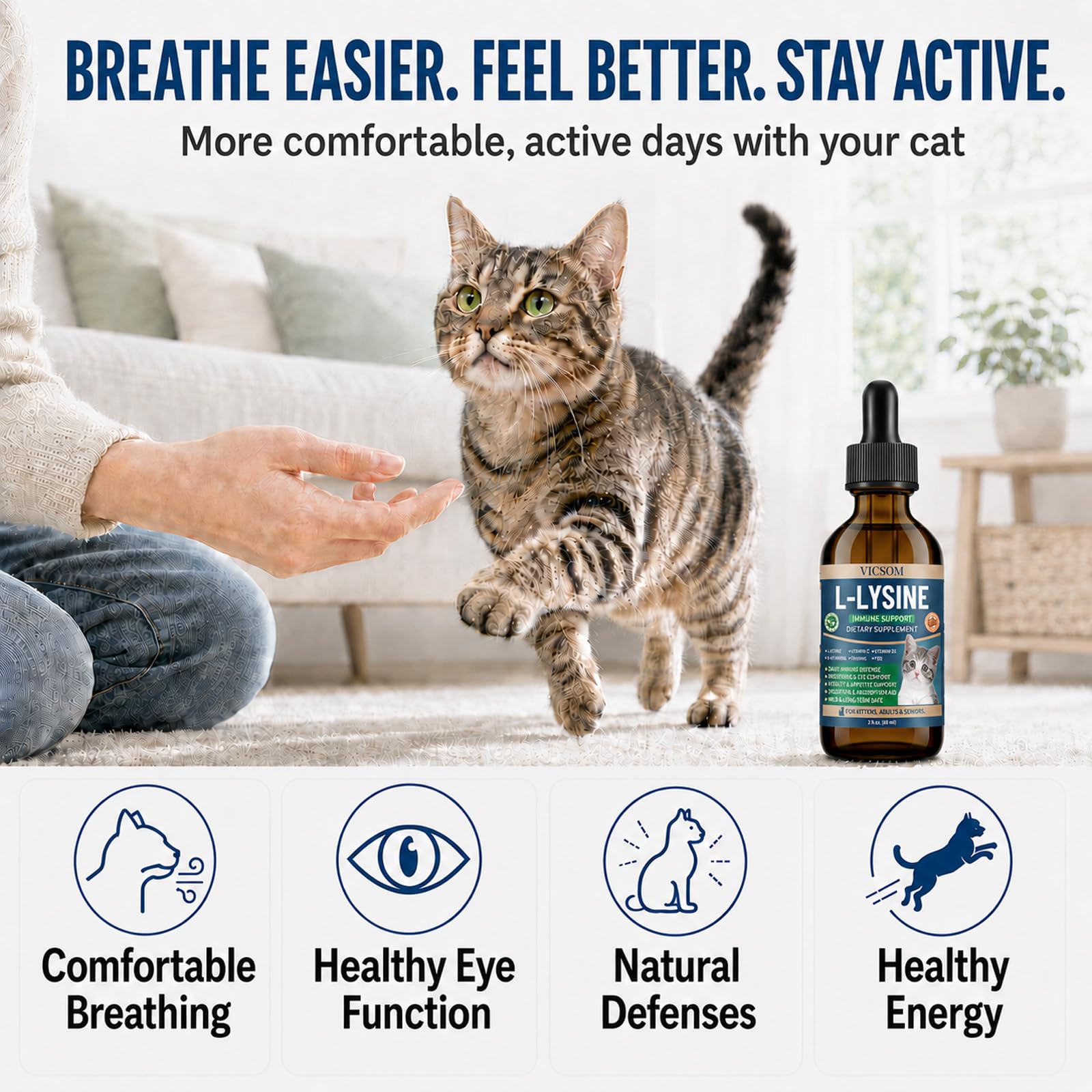 VICSOM L-Lysine for Cats, Cat Lysine Supplement Drops, Chicken, 2 Fl Oz — Amazon image 9