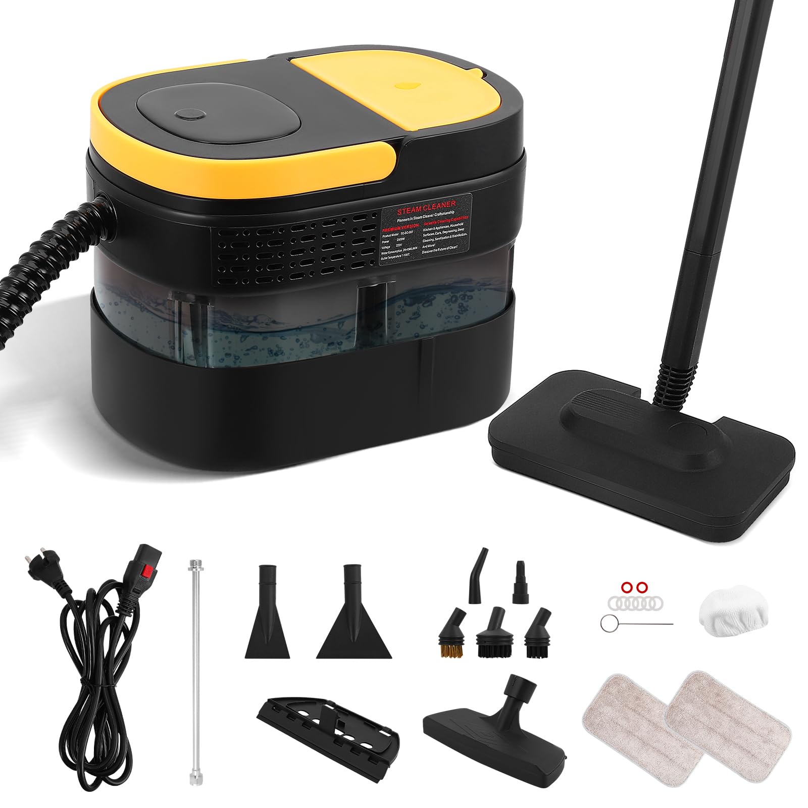 2500W Macinatrice a vapore per la pulizia, Pulitore a vapore Dispositivo portatile per casa, Pulitore a vapore per finestra