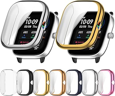 Compatible with Amazfit GTS 4 Mini Case, Ultra Slim Soft Cover Case & Screen Protector Full Cover Protective Case Accessories for Amazfit GTS 4 Mini Smartwatch (7-Pack)