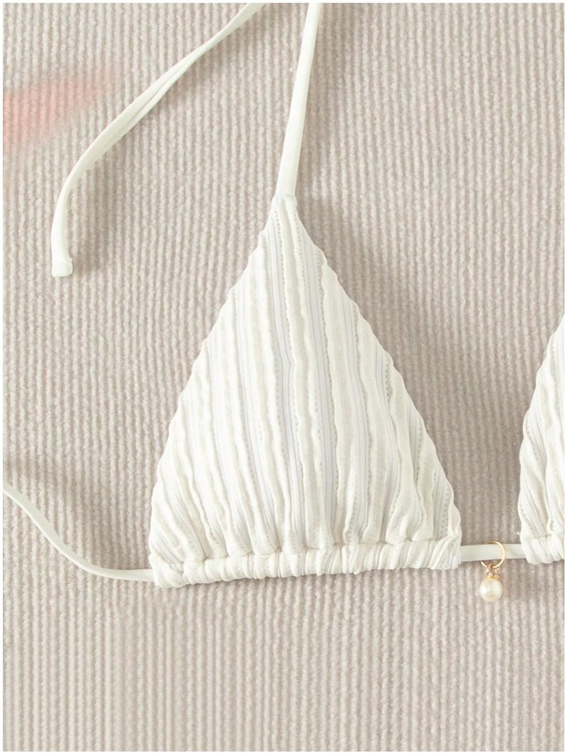 Milumia Women's Textured Halter Bikini Tops Triangle Swimsuit String Bathing Suit Top - Image 2