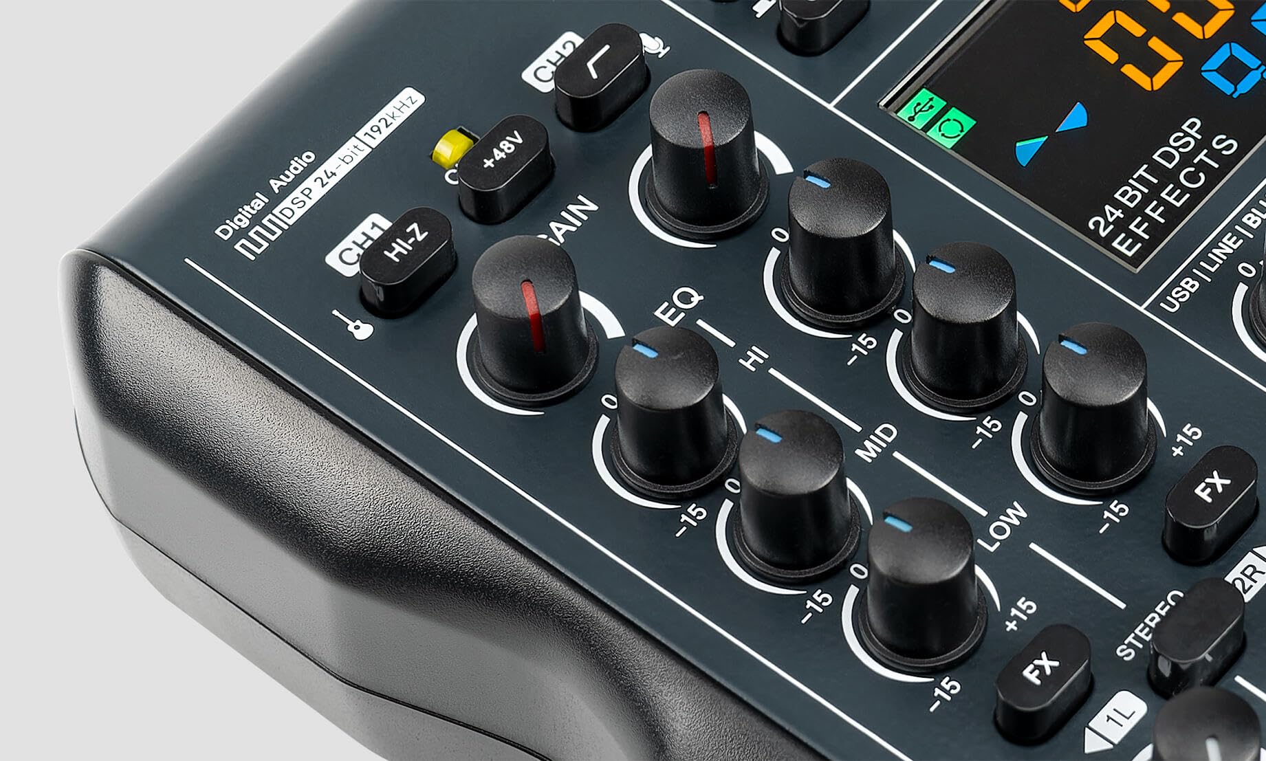 NEXT audiocom M1 4-Kanal Digitalmixer Mischpult für Streaming und Recording mit USB, Bluetooth, Phantomspeisung und DSP Effekten