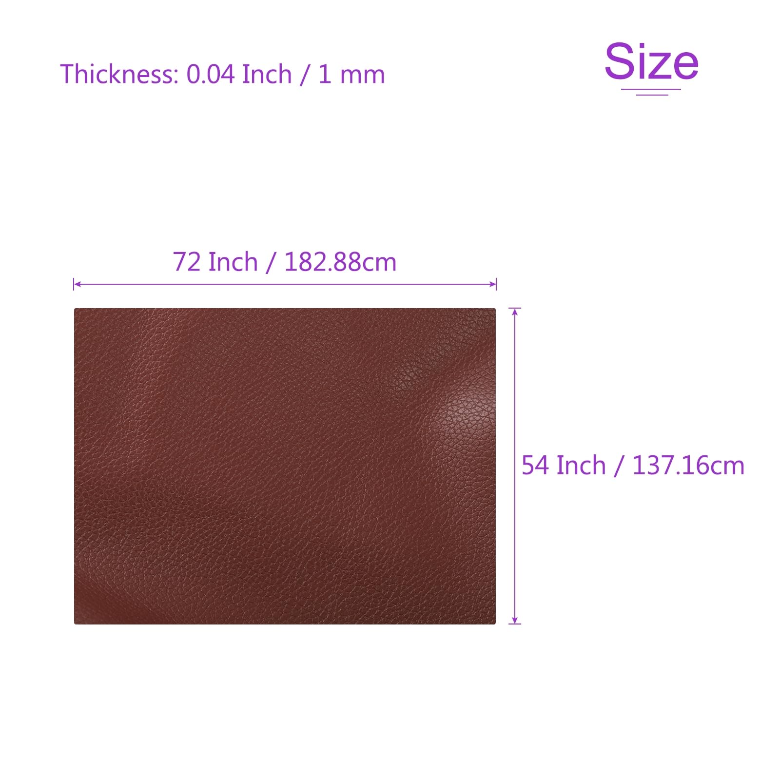 DMiotech 1 Pack 54 Inch x 72 Inch Faux Leather Strip Furniture Cover Pebble Skin Coffee PU Leather Roll for Handmade DIY Craft Projects - Image 3