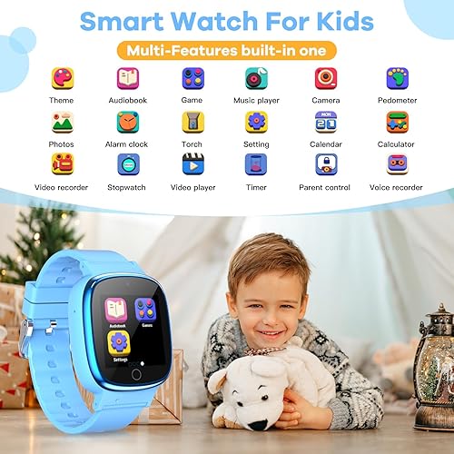 Miniatura 2 de DERUI Reloj inteligente para niños con 26 videojuegos, cámara selfie, reproductor de video, podómetro, cronómetro, reloj despertador, linterna,