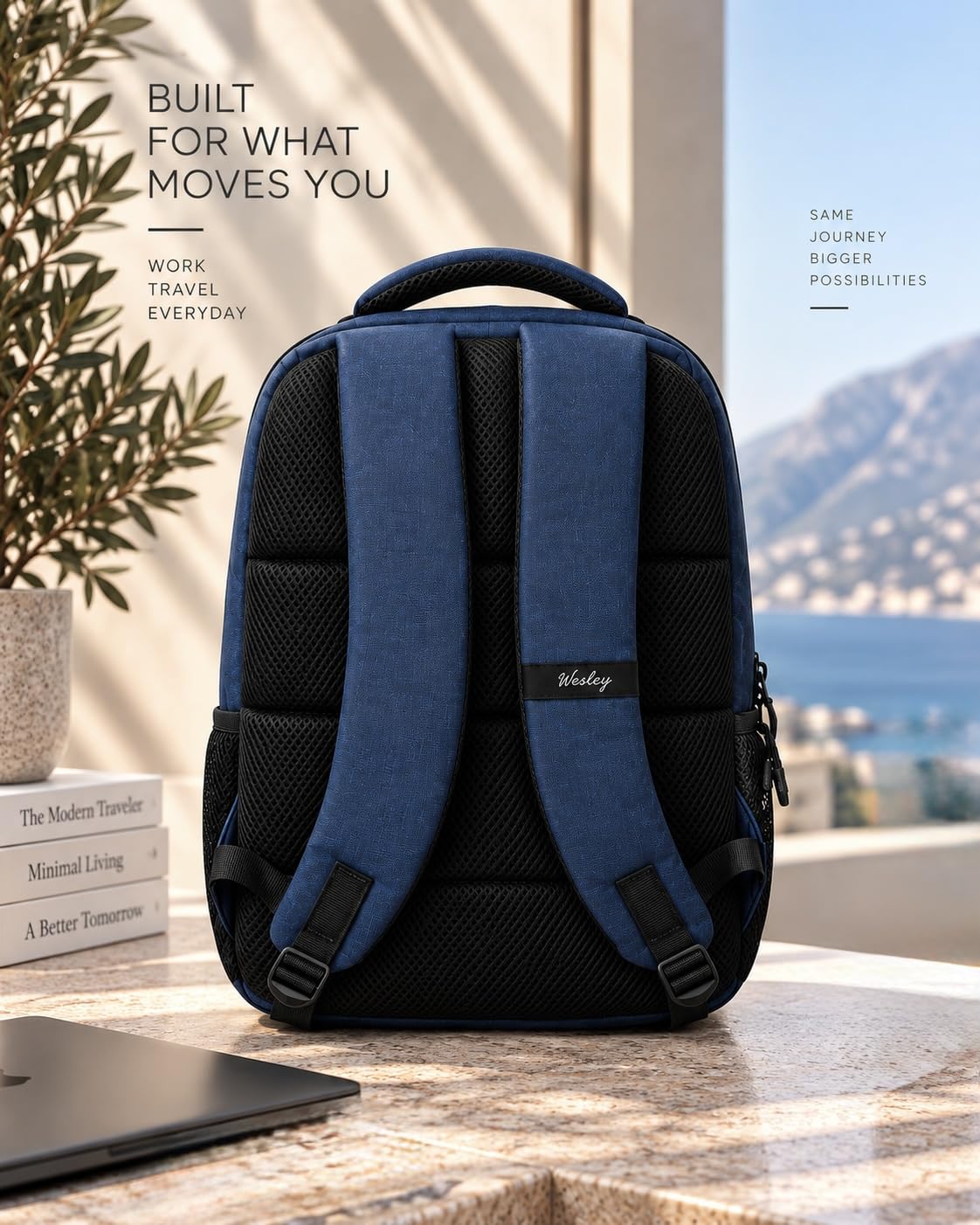 Wesley Milestone 2.0 Casual Waterproof Laptop Backpack/Office Bag/School Bag/College Bag/Travel Backpack (Dimensions:13x18 inches) (Compatible with 39.62cm(15.6inch laptop) 30 L (Blue & black) — Amazon image 7