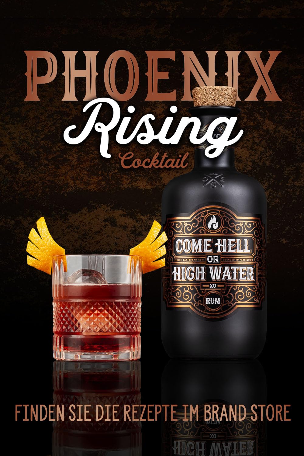 Come Hell or High Water XO Rum – 15 Jahre alter Premium Dark Rum im Geschenkset inklusive Kristallglas – 70 cl, 40% Vol. – Pur oder „On the Rocks“ genießen – Premium-Alkohol für anspruchsvolle Genieß