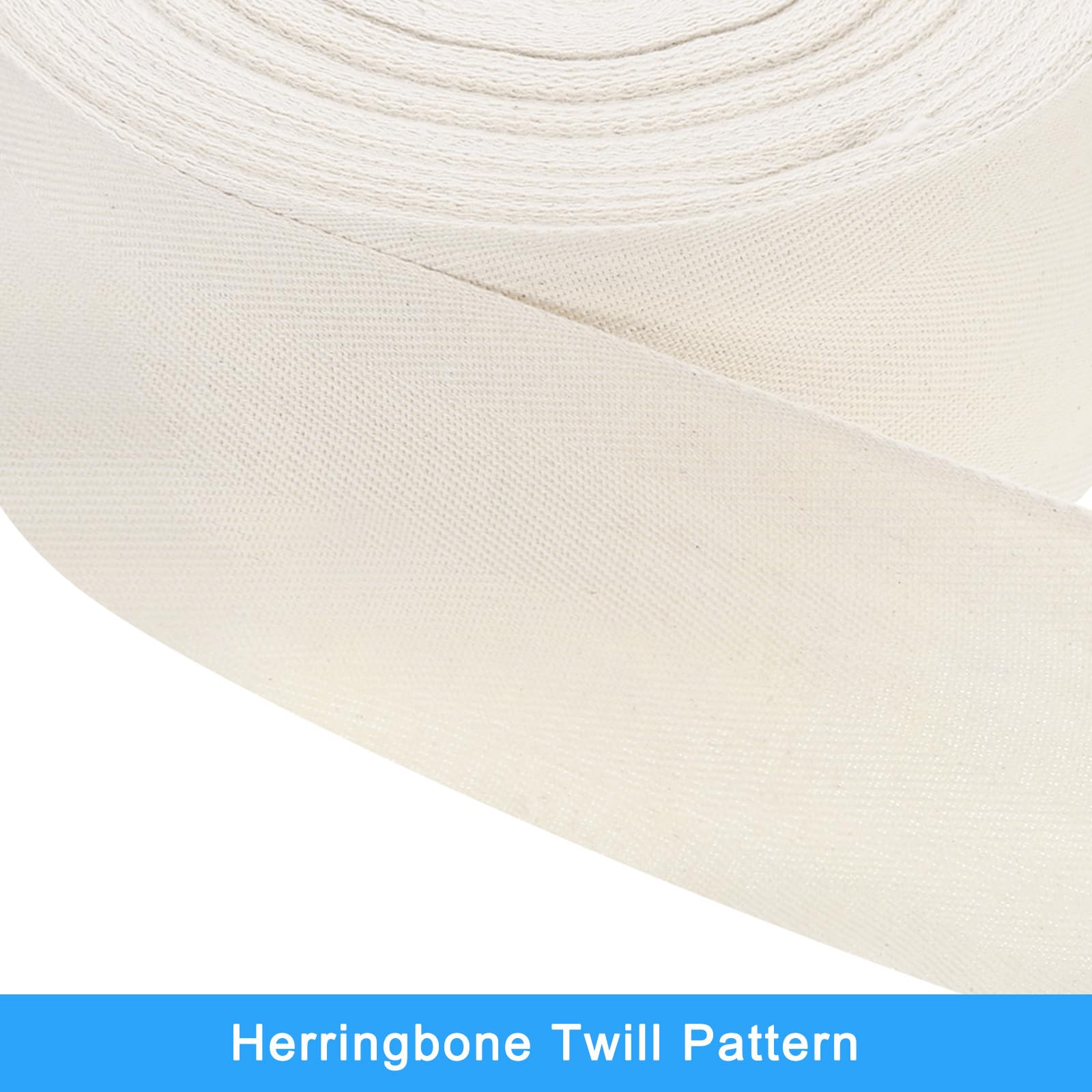 QUARKZMAN Cinta de Sarga 1 Unidad de 45 Yardas x 90mm - Cinta de Tela de Algodón Rollo de Cinta de Espiga para Ropa Accesorios Bolsos (Blanco Beige)
