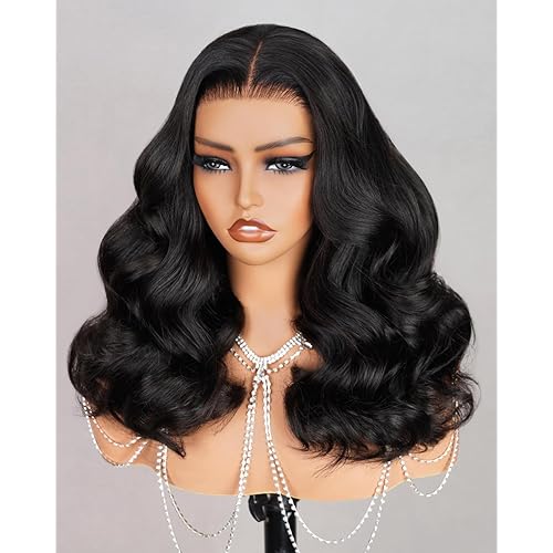 MEGALOOK 12A Salon-Quality 5×6 Ready to Go Glueless Wigs Human Hair Pre Plucked Pre Cut 220% Density Loose Body Wave Closure Wig Human Hair Bleached Tiny Knots 20 Inch