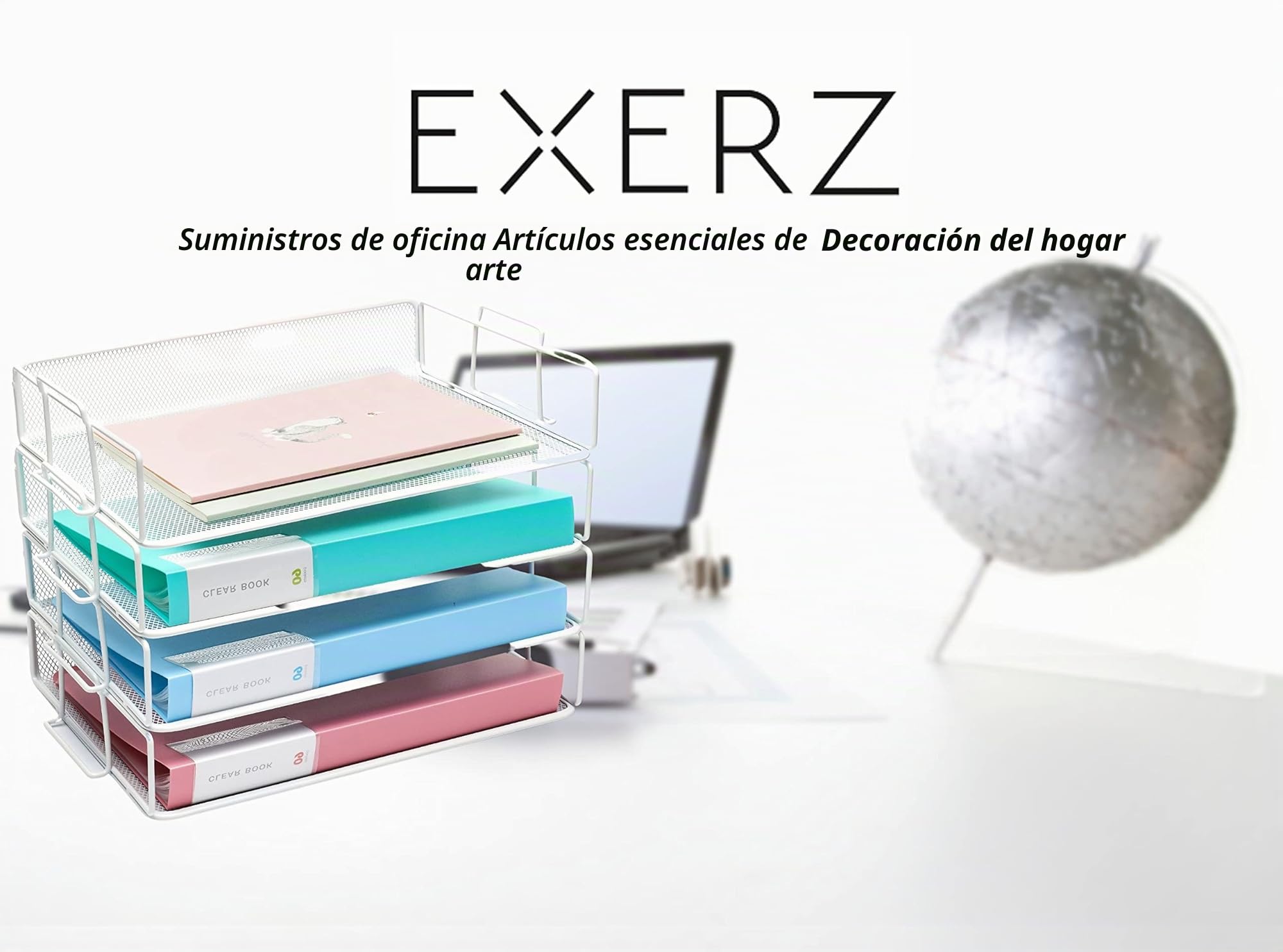 Exerz Clasificador de Papel 4 Niveles Bandejas de Escritorio Apilable Blanco
