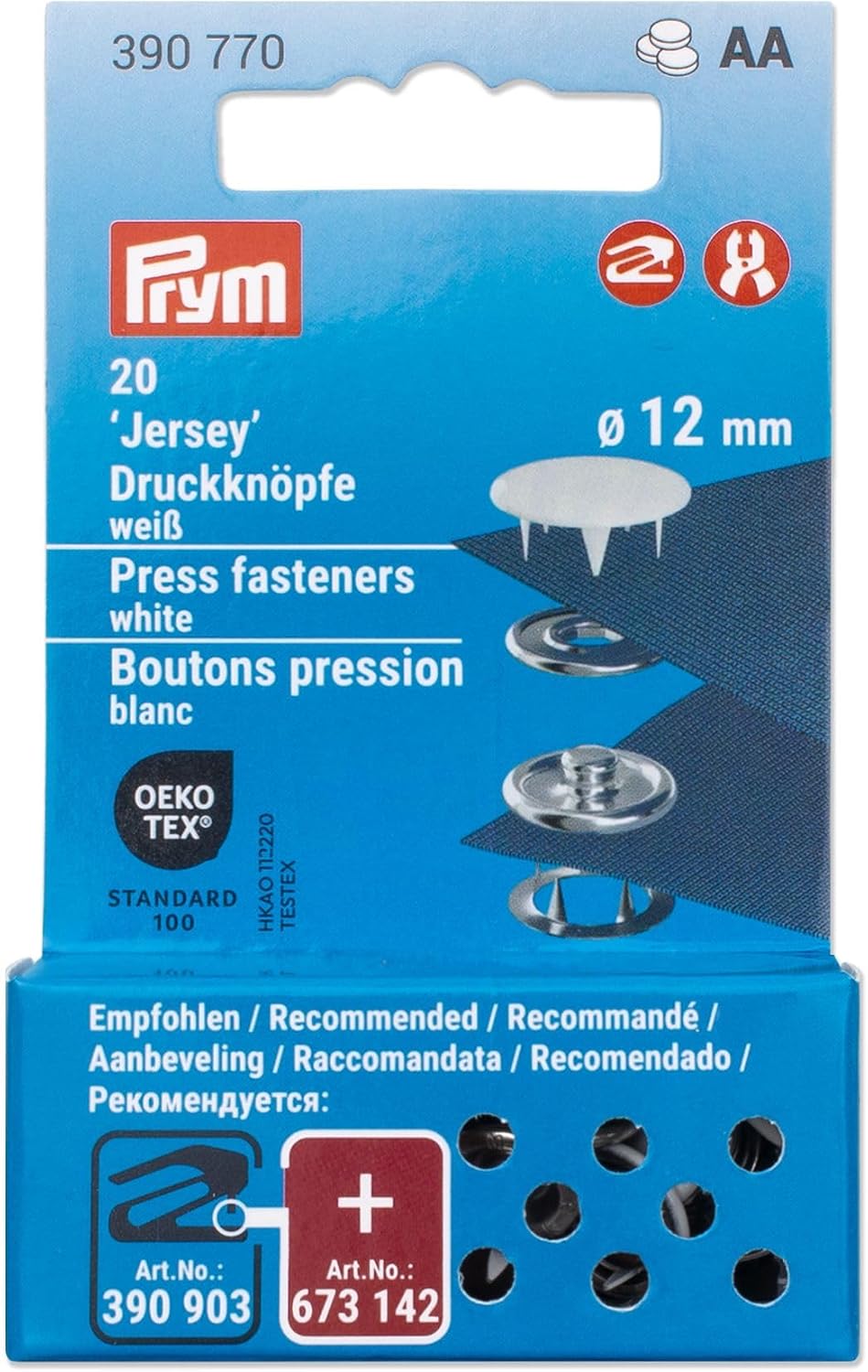 Prym 390779 Press Studs Jersey 12 mm Pink Compatible with Vario Creative Tool