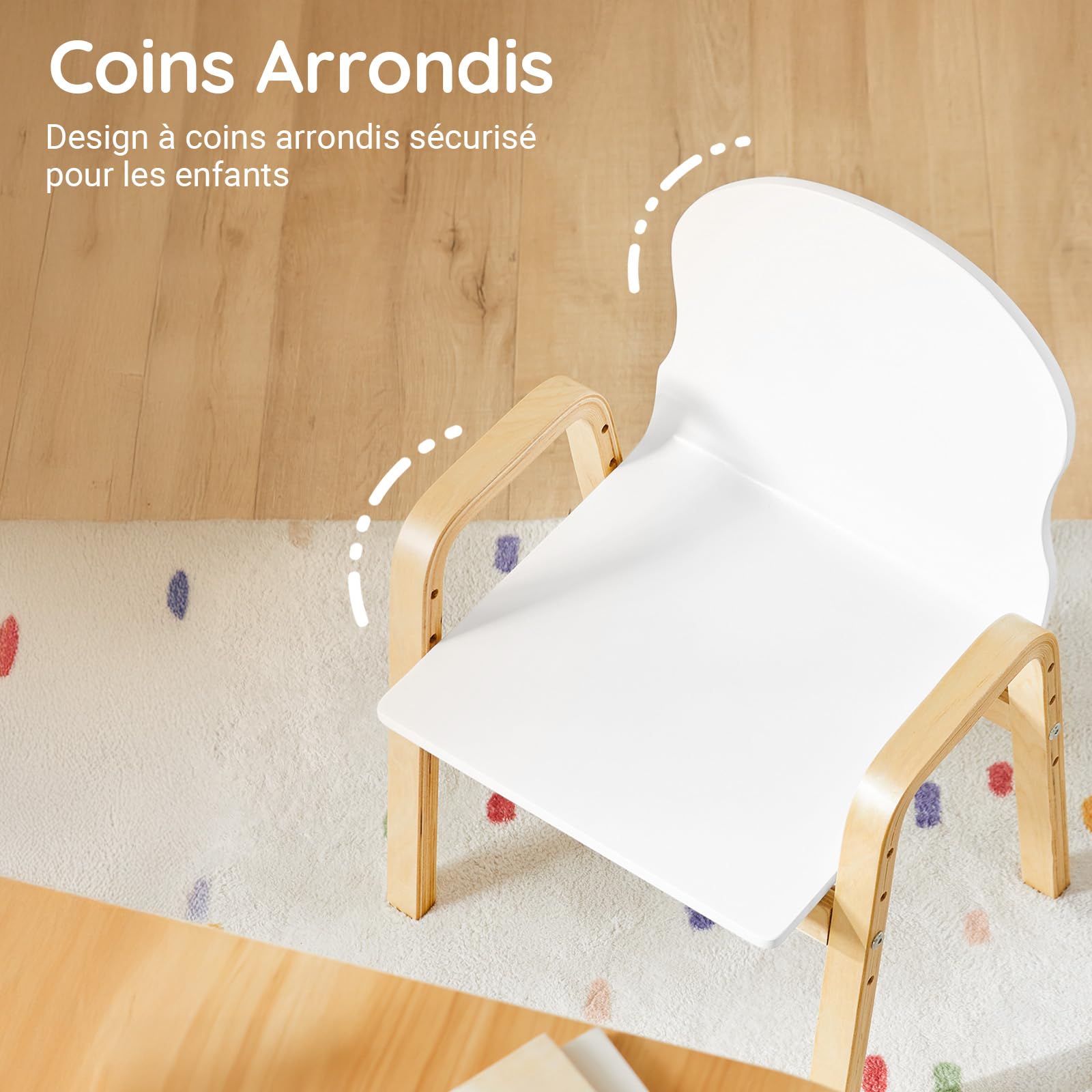SoBuy KMB24-Wx2 Lot de 2 Chaise Enfant Design Tabouret avec Accoudoirs et Dossier Hauteur d'Assise Réglable
