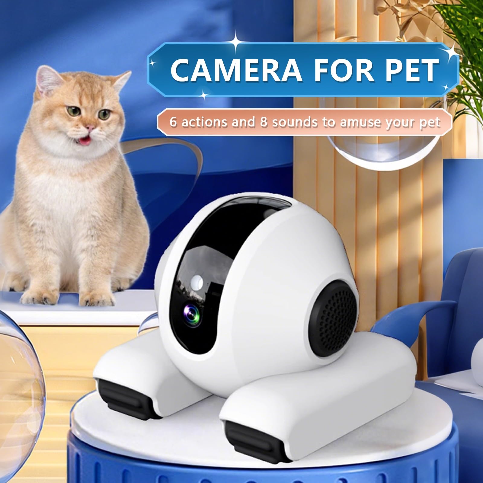 Telecamera Animali Domestici, Telecamera per Cani，Robot Mobile con Comunicazione Bidirezionale，Robot Interattivo per Animali Domestici