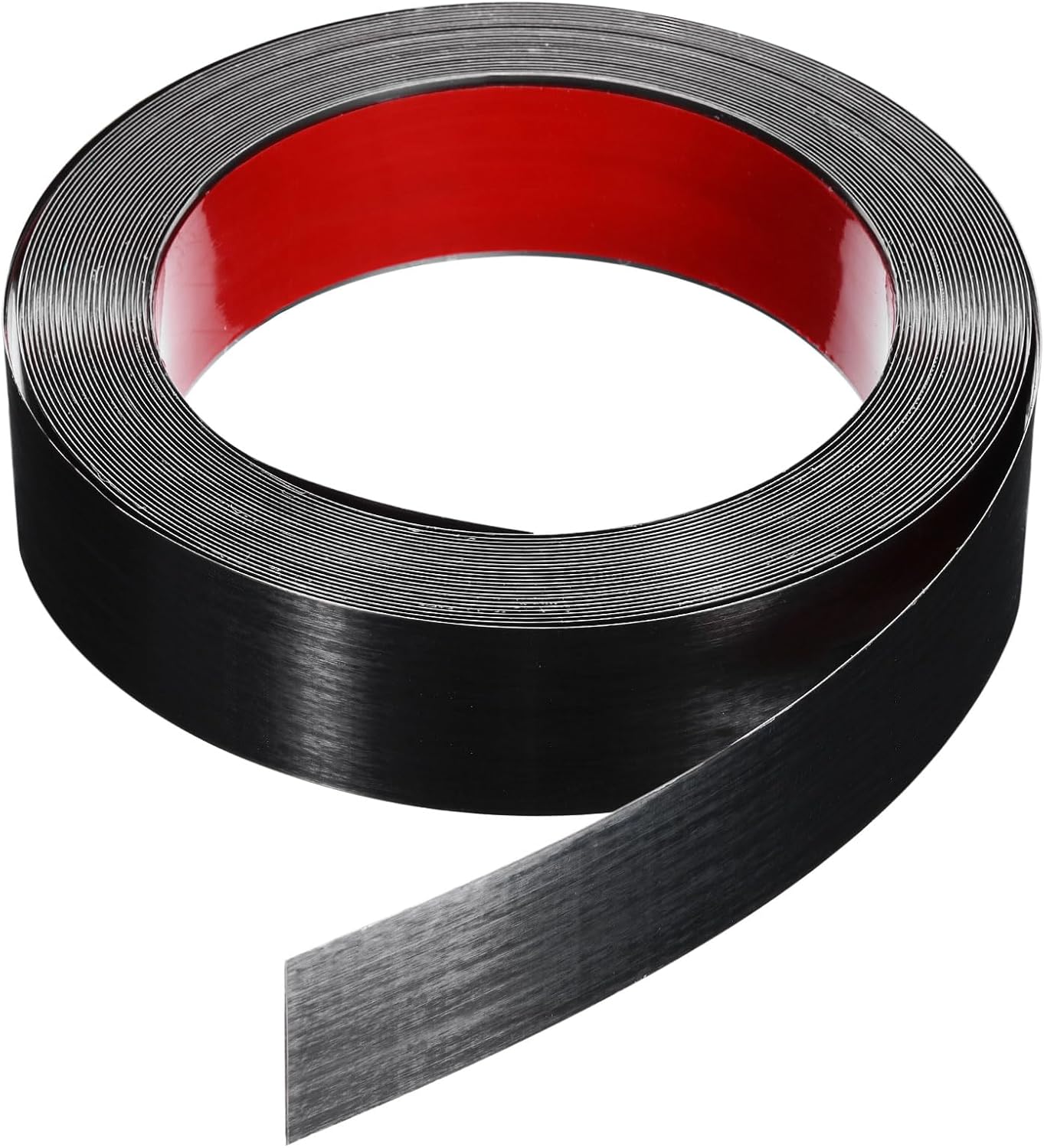 HARFINGTON 39.4ft x 1.58" Wall Trim Peel and Stick Molding Frame, Self Adhesive Stainless Steel Brushed Finish Metal Strip for Wall Ceiling Floor Cabinet Tile Edge, Black