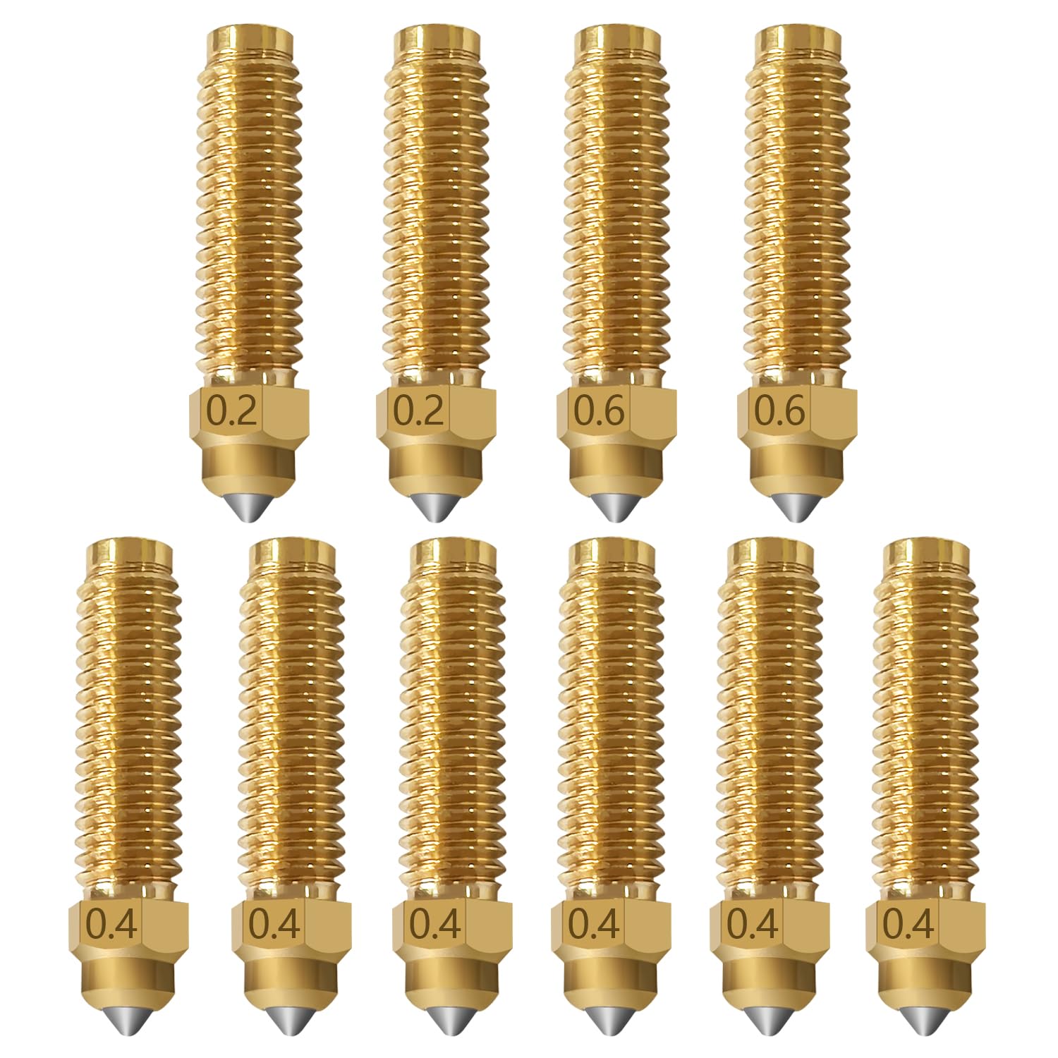 10 pieces brass-hardened steel nozzles for Centauri 0.2 mm 0.4 mm 0.6 mm original hotend nozzles superior thermal conductivity wear resistant for Elegoo Centauri carbon 3D printer-picture-17