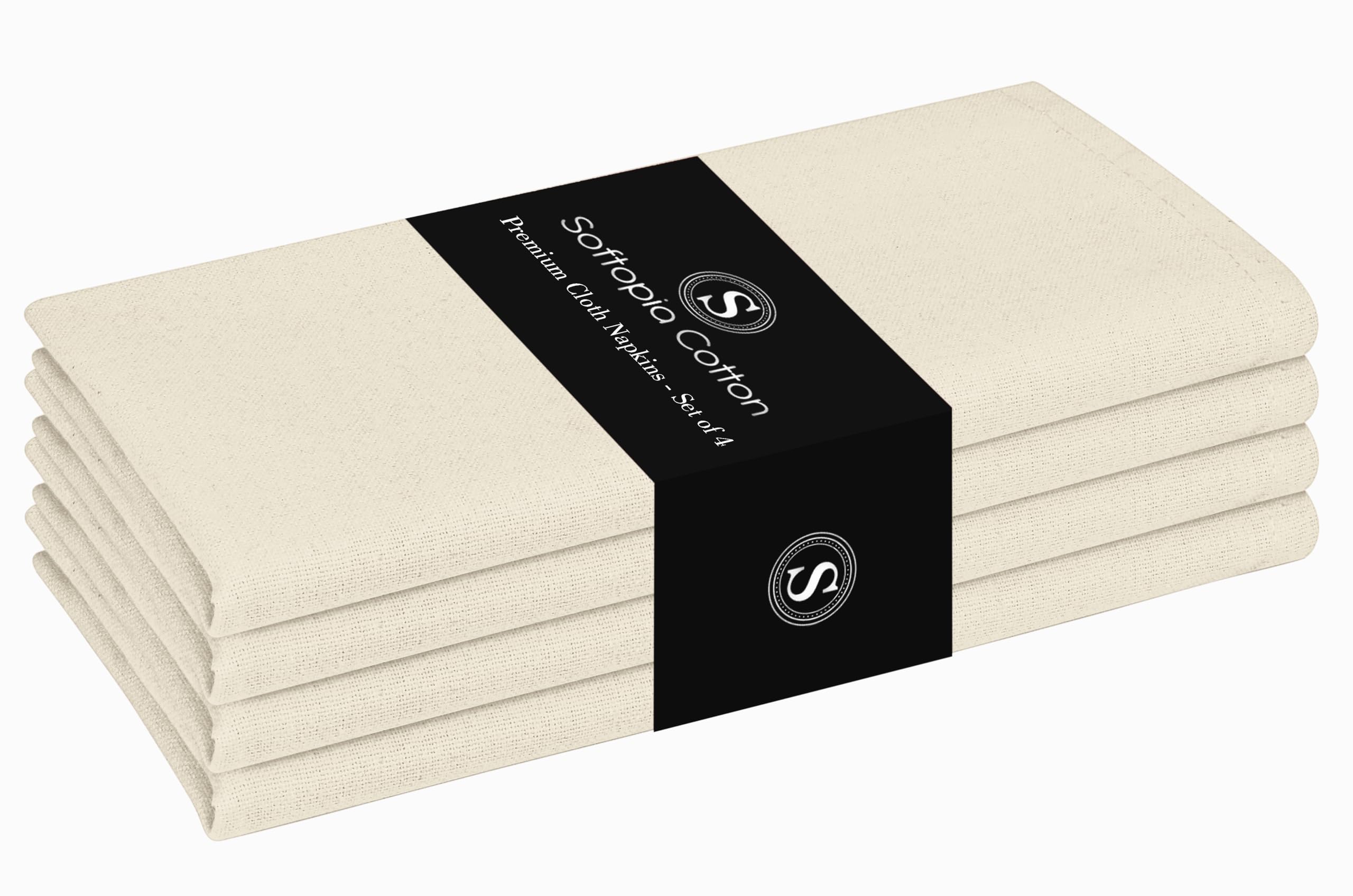 Ivory Cloth Napkins 100% Cotton 17x17 Inch, Soft Texture, Machine Washable, Colorfast, Suitable for Easter Lunch, Bridal Showers, Tea Parties, Formal Dining - Ivory Cream (Set of 4)