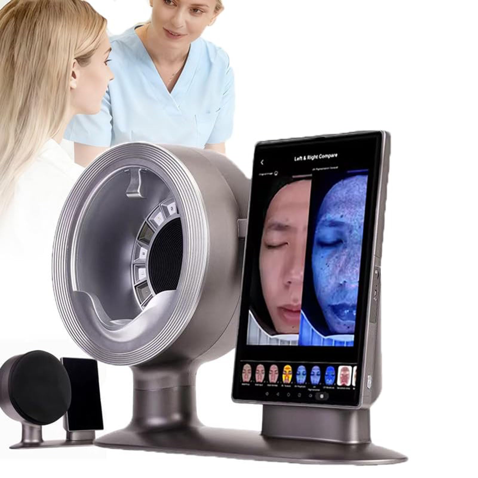 GNbow Ai Skin Analyzer Machine, AI Hair and Skin Analyzer Machine 2-in-1 Scalp Detector with 10 Spectrum 20 Megapixels Face Skin Diagnosis Analyzer, Suitable for Beauty Salon and Spa