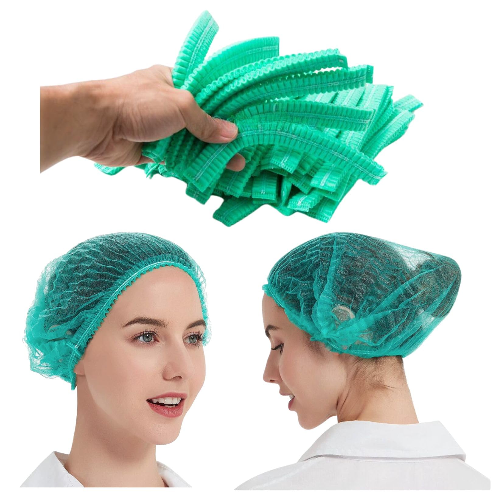 HOT BARGAINS 1000 x Disposable Hair Nets Green Hair Net Non Woven Surgical Caps Hair Net For Cooking Hair Nets For Catering - Manufacturer Sealed packaging (1000)