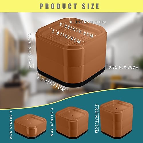 Miniatura 2 de DCWGAQ, Elevadores de cama de 2 pulgadas, elevador cuadrado para muebles, altura de elevación de muebles doble ajustable de 2 pulgadas para patas de