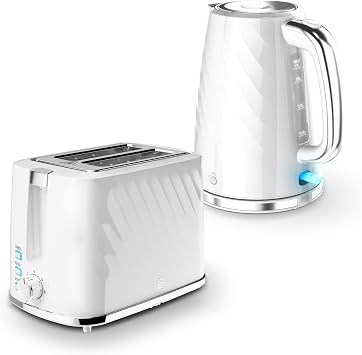 Swan Windsor Kitchen Set, 1.7L Fast Boil Kettle & 2 Slice Toaster, White, SK14611WHT & ST14071WHT