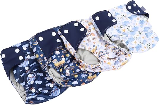 Baby Cloth Diaper, Reusable Diaper Newborn Cloth Diaper Cover 4 Pcs Washable Newborn Diaper Newborn Cloth Diaper for Baby Girls Boys