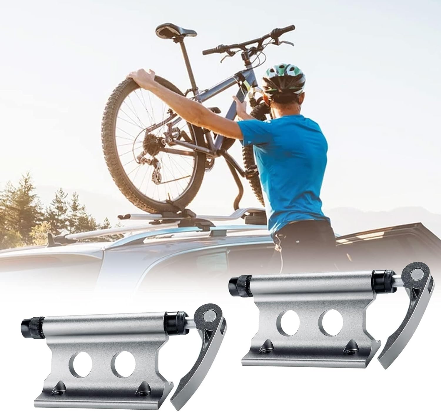 2PCS Bike Rack Carrier Fork Mount, Universal Alloy Bike Block Fork Lock Mount, Securely Holds All Bicycles & Fits Any Flat Surface