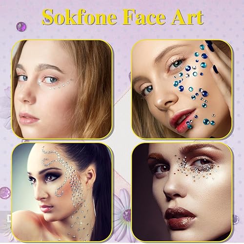 Miniatura 9 de 3 hojas de gemas de diamantes de imitación autoadhesivos para la cara, maquillaje, uñas, manualidades (rojo rosa)