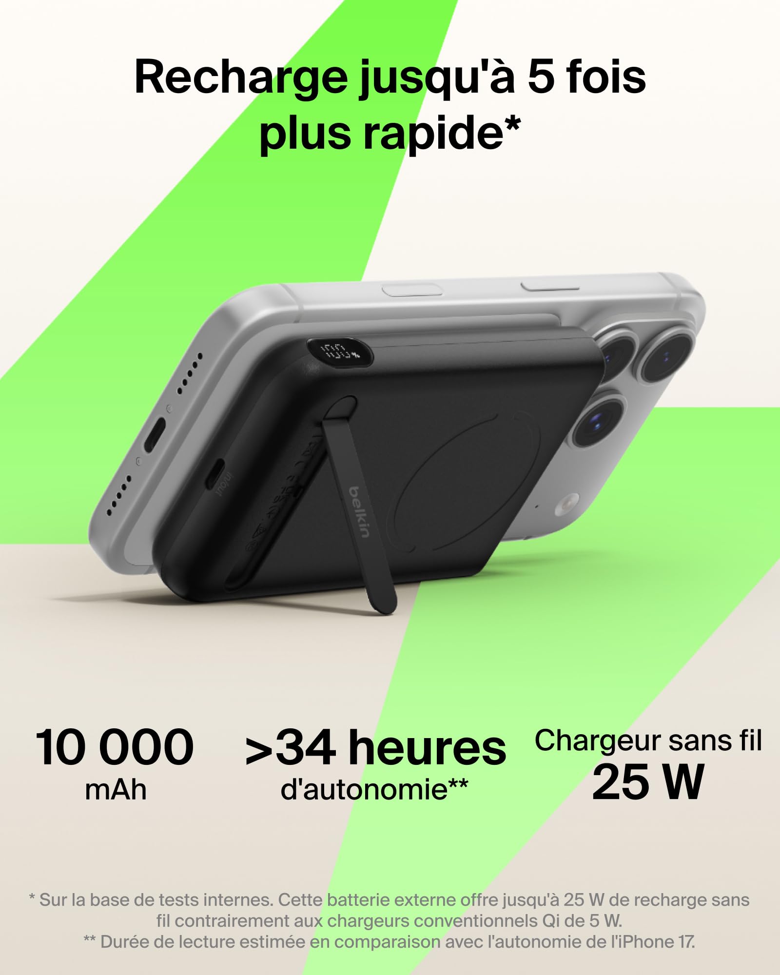 Belkin UltraCharge Pro Batterie Externe Magnétique 10K Et Béquille - Noir
