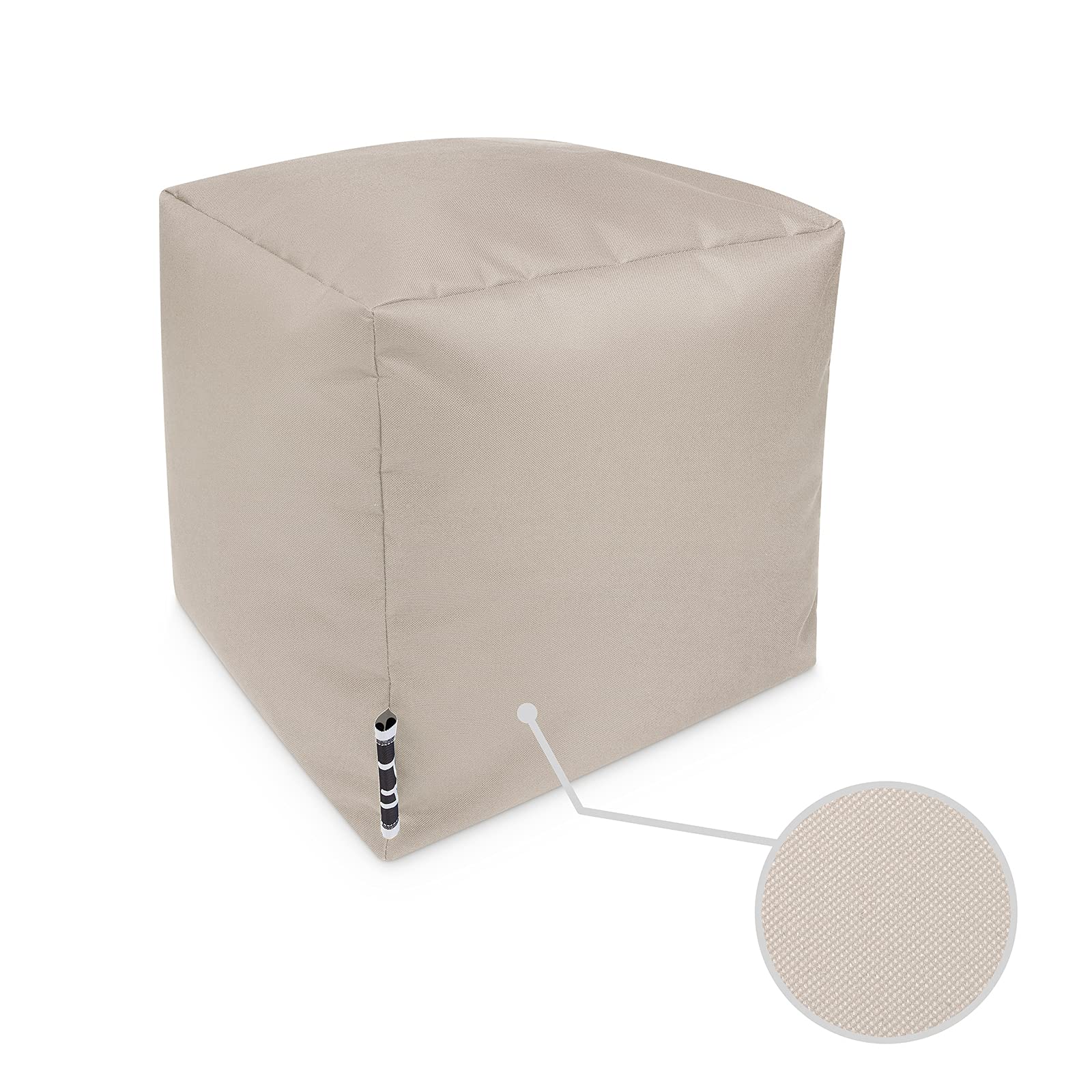 PATCH HOME Square Sitzsack Würfel Hocker mit Reißverschluss 45x45x45cm Creme