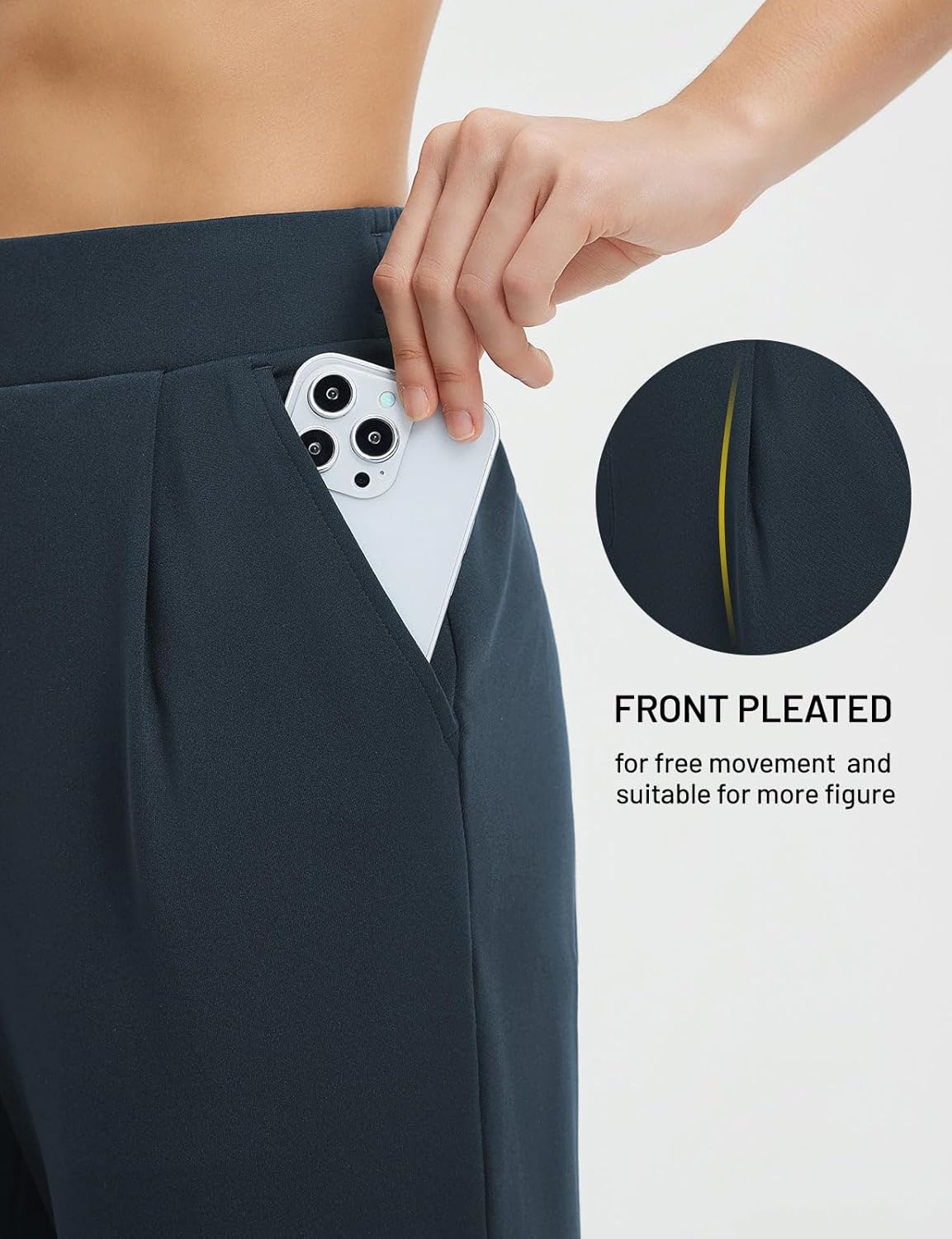 baleaf Women's Fleece Lined Pants Golf Winter Pockets High Waisted Thermal Cold Travel Work - Image 5