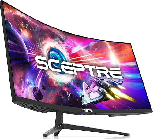 Sceptre Monitor WQHD curvado ultra ancho de 34 pulgadas 3440 x 1440 R1500 hasta 165Hz DisplayPort x2 99% sRGB 1ms imagen por imagen, color negro