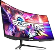 Sceptre 34-Inch Curved Ultrawide WQHD Monitor 3440 x 1440 R1500 up to 180Hz/165Hz DisplayPort x2 99% sRGB 1ms Picture by Picture, Build-in Speakers Machine Black 2025 (C345B-QUT168)