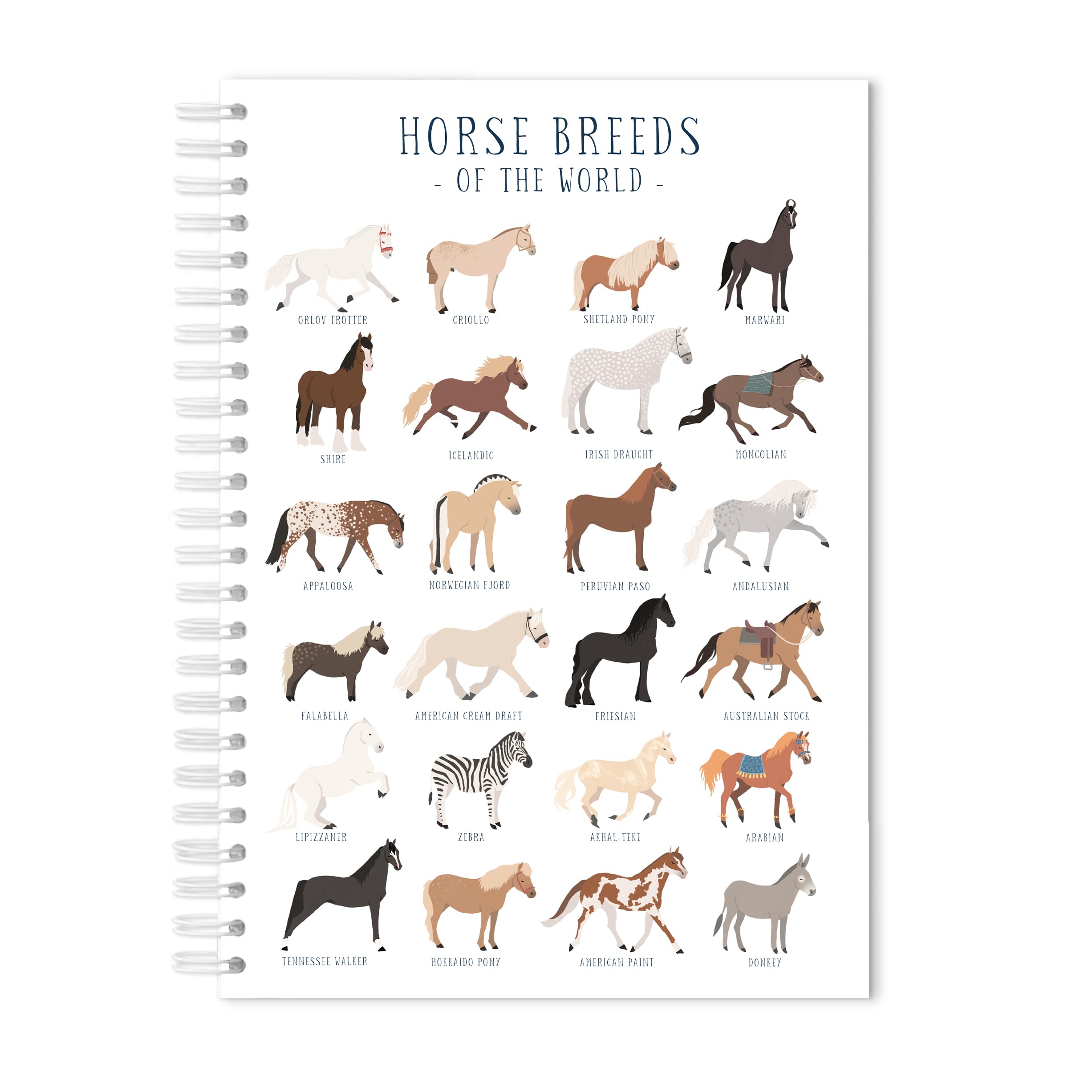 Manta Makes Horse themed notebook in choice of plain or lined | horse gifts or horse lover gift | equestrian gifts notepad/journal (Plain paper)