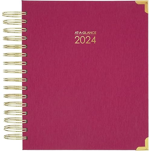 AT-A-GLANCE 2024 Daily & Monthly Planner, 7" x 8-3/4", Medium, Hardcover, Harmony, Berry (6099-806-59-24)