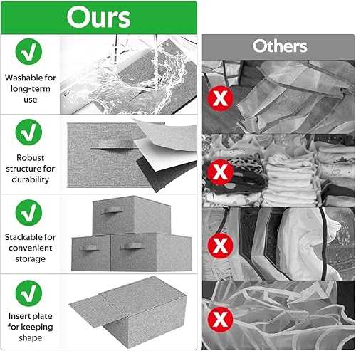 Miniatura 5 de ACEMAC Paquete de 3 organizadores de ropa grande para armario, 6 rejillas, organizador de suéteres divisores con asas de tablero de soporte,