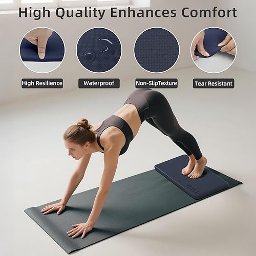 Miniatura 4 de ILILI Rodillera de yoga plegable, cojín suave de TPE de 1 pulgada para flexiones de rodilla, almohadilla de soporte de tablón, almohadilla plegable