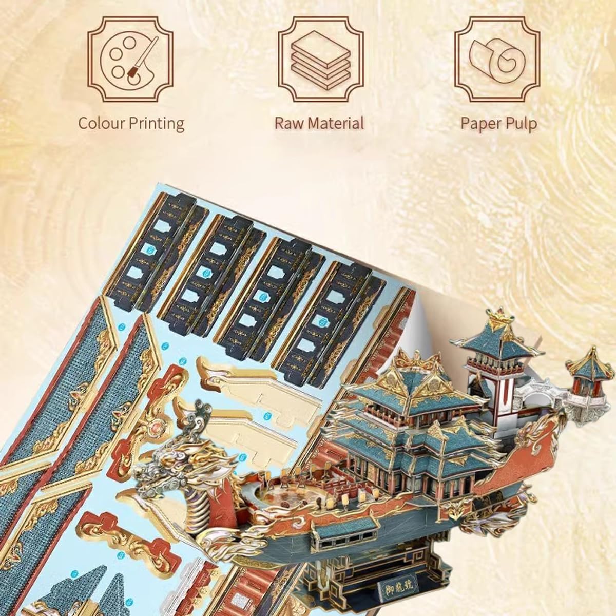 351 Piezas Puzzle de Barco dragón China, maqueta de Barco, Juguete de Puzzle 3D Hecho a Mano, artículo Decorativo y de colección, Regalo para jóvenes y Adultos