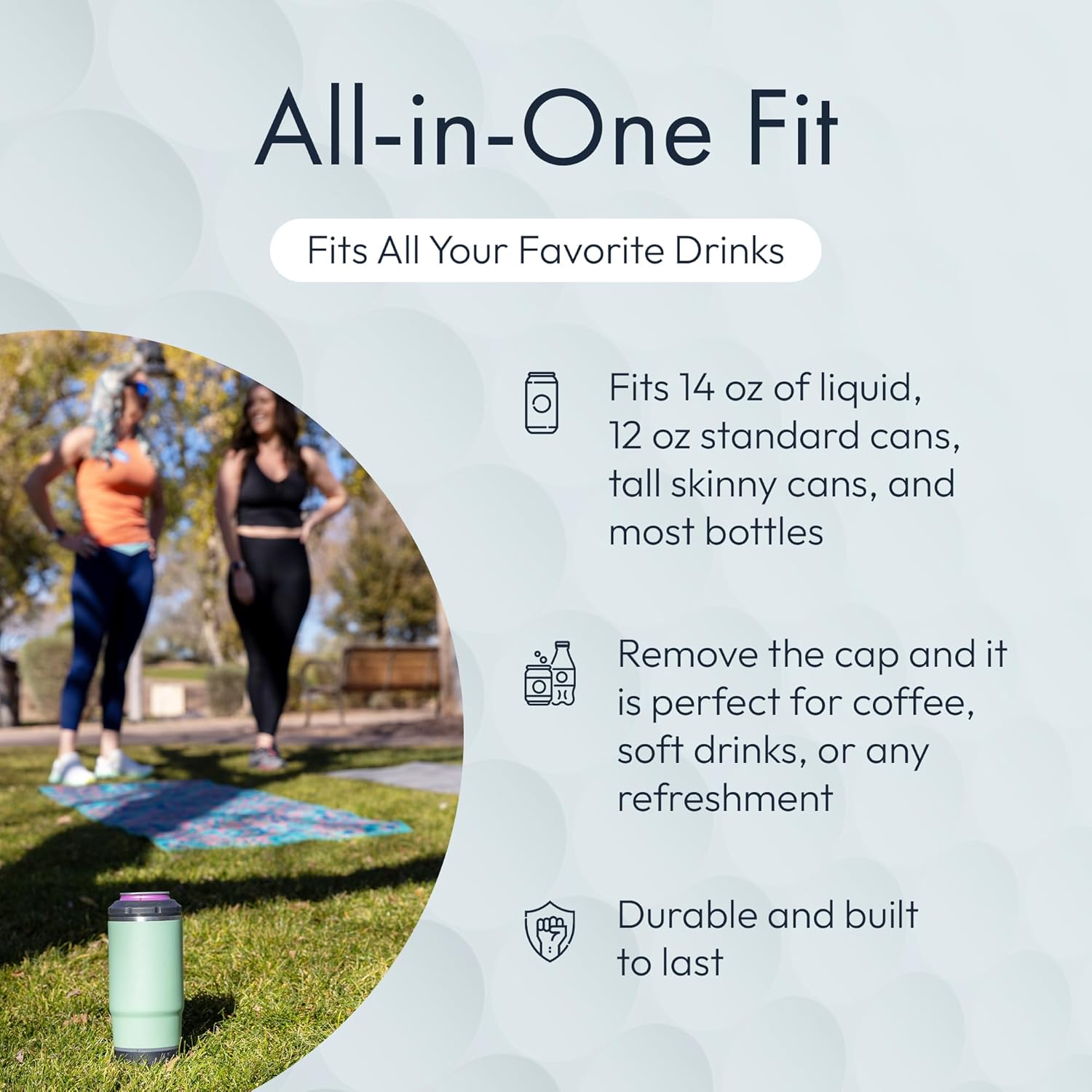 Chill and Brew Bluetooth Speaker Cup, Insulated Can and Bottle Holder for Hot or Cold Drinks, Double Wall Stainless Steel Drinkware, Fits 12 oz Cans or 14 oz Liquid, Black - Image 6