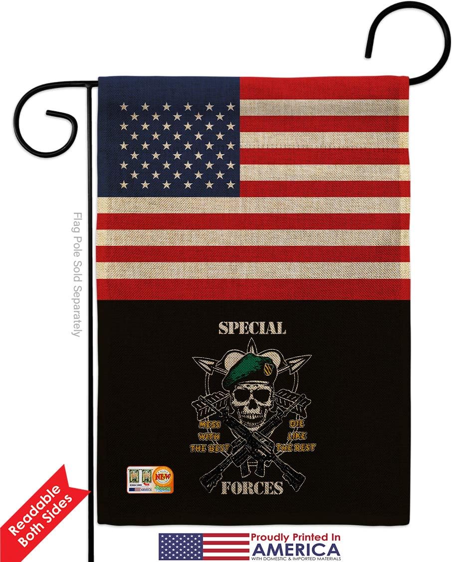 Service US Special Forces Burlap Garden Flag Armed All Branches Support Honor United State American Military Veteran Official Small Gift Yard House Banner Double-Sided Made In USA 13 X 18.5