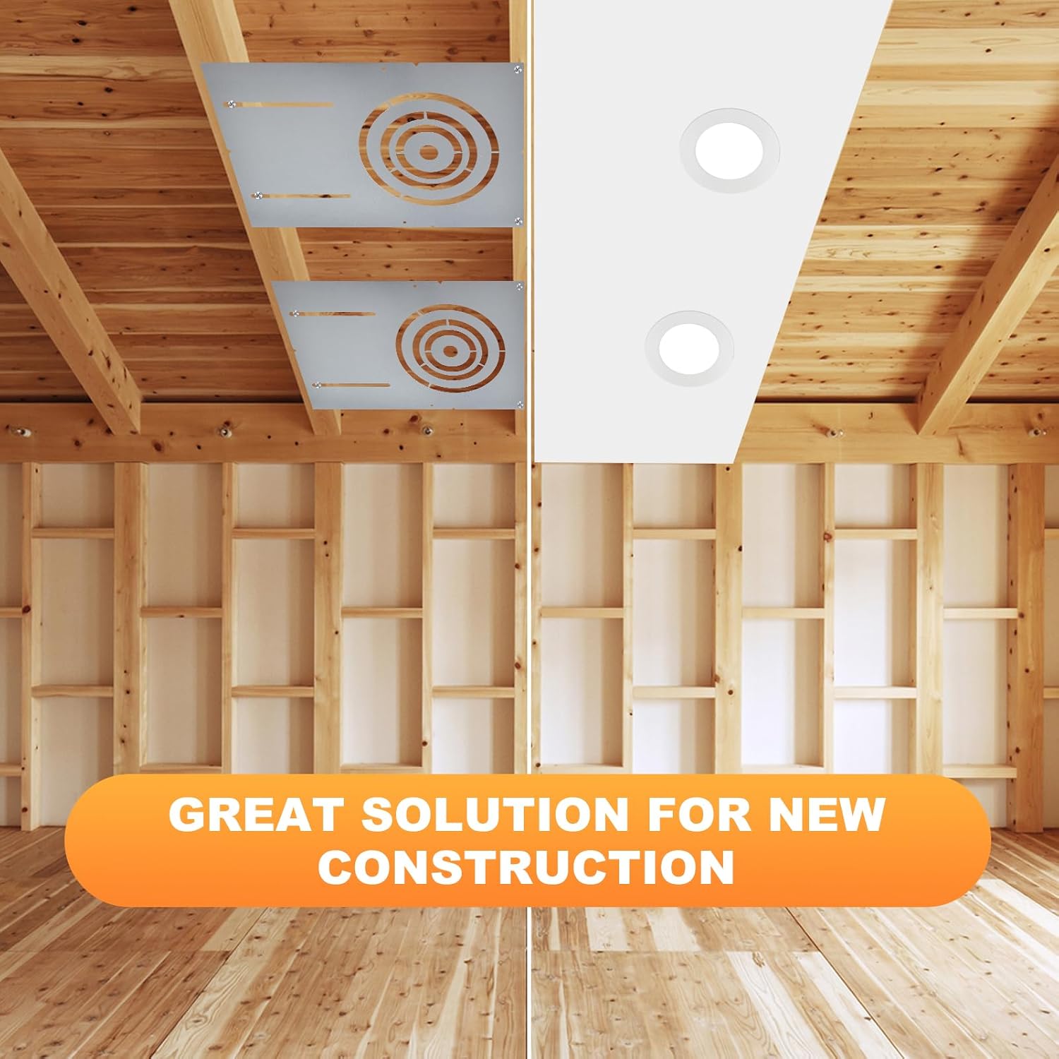 12 Pack New Construction Mounting Plate with 3-4-6" Round Hole –13× 9" Galvanized Steel Recessed LED Light Plate in Wafer Light Bracket, Thin Recessed Ceiling Light with Junction Box