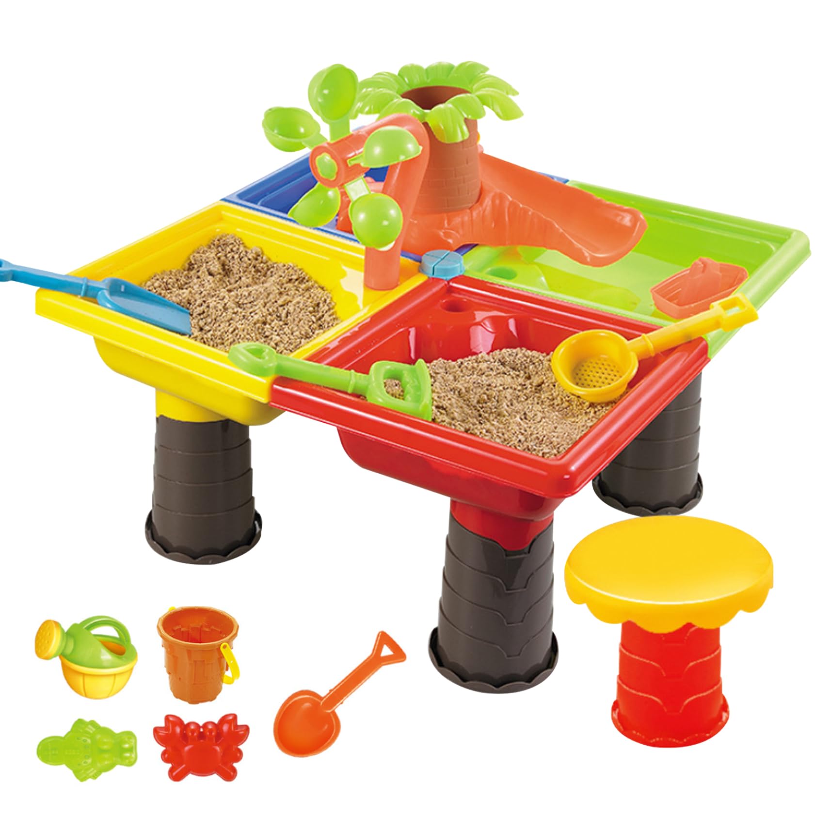 Hperu Mesa hídica Tobilla de Agua para niños pequeños Tabla de Arena 4-en-1 Mesa de Juego de Arena y Agua Niños 17.7X.13.8 '' Mesa de Agua con Accesorios de Juego Mesa de Arena para Actividades a